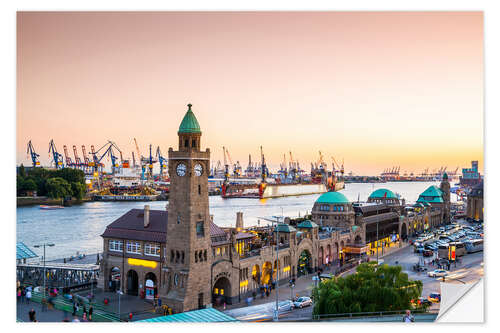 Selvklebende plakat Hamburg Landungsbrücken