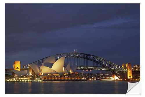 Selvklebende plakat Sydney Opera and Harbor Bridge