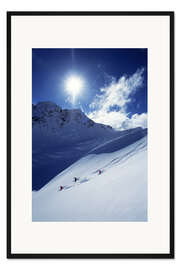 Gerahmter Kunstdruck Heliskiing auf dem Aoraki