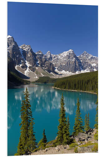 Print på skumplade Moraine Lake in the mountain valley