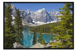 Gerahmter Kunstdruck Moraine Lake vor Bergen
