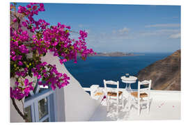 PVC-tavla Terrace with pink flowers