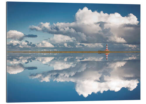 Tableau en plexi-alu Phare de Westerheversand se reflétant dans l'eau