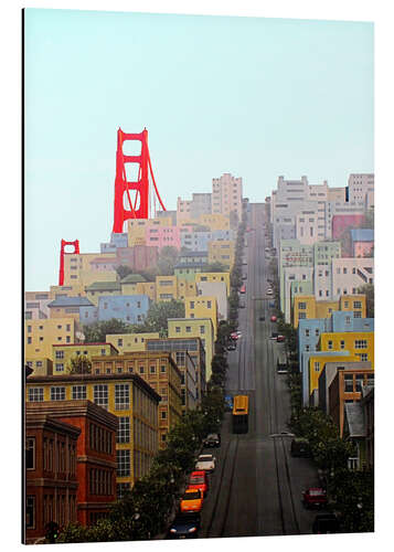 Tableau en aluminium San Francisco and Golden Gate Bridgee