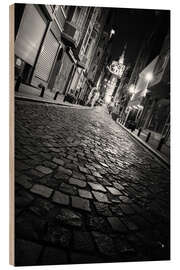 Holzbild Galata-Turm in Istanbul bei Nacht - gn fotografie