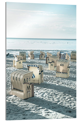 Tableau en plexi-alu Chaises de plage à Duhnen en Allemagne