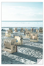 Naklejka na ścianę Roofed beach chairs at the North Sea in Duhnen (Cuxhaven/Germany)