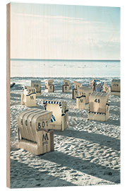 Hout print Roofed beach chairs at the North Sea in Duhnen (Cuxhaven/Germany)