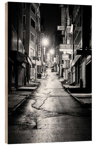 Wood print a dusky street at night in Istanbul - Turkey