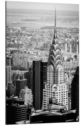 Tableau en aluminium Chrysler Building à New York, noir et blanc