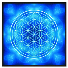 Gerahmter Kunstdruck Blume des Lebens - Erzengel Michael