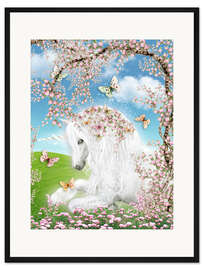 Gerahmter Kunstdruck Verträumtes Einhorn