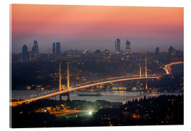 Acrylglasbild  Bosporus-Bridge at Night (Istanbul / Turkey) - gn fotografie