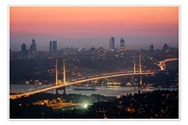 Veggbilde  Bosporus-Bridge at Night (Istanbul / Turkey) - gn fotografie