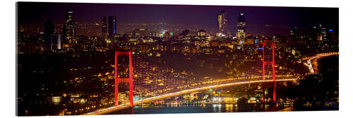 Acrylic print Bosporus-Bridge at night - red (Istanbul / Turkey)