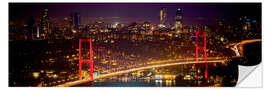 Wall sticker Bosporus-Bridge at night - red (Istanbul / Turkey)