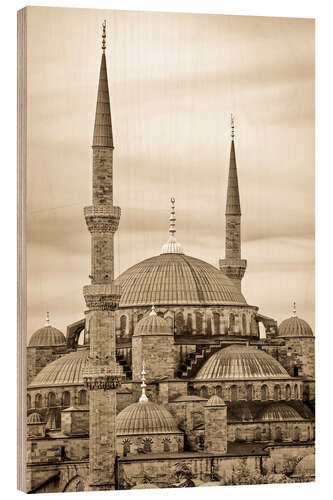 Wood print the blue mosque in sepia (Istanbul - Turkey)