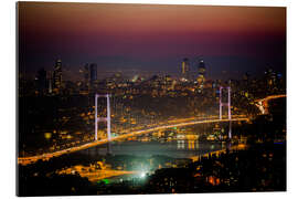 Gallery print Bosporus-Bridge at night - pink (Istanbul / Turkey)