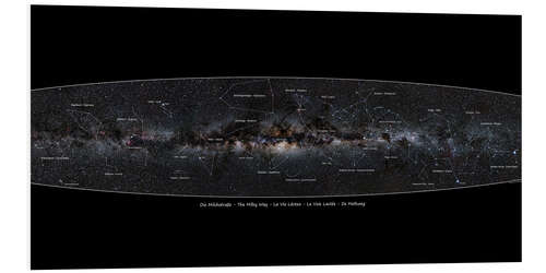 Foam board print Milky Way, labeled (german)