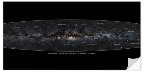 Selvklæbende plakat Milky Way, labeled (german)