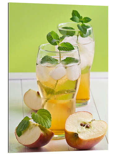 Quadro em plexi-alumínio Apple juice with fresh mint