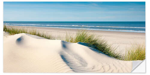 Naklejka na ścianę Langeoog seascape with dunes and fine beach grass