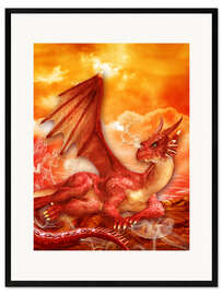 Ingelijste kunstdruk Red Power Dragon