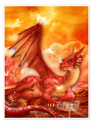 Poster Roter Power Drache