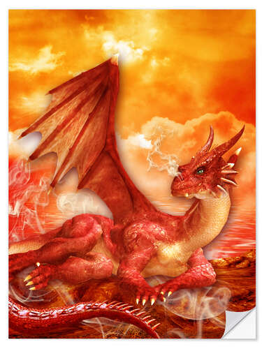 Naklejka na ścianę Red Power Dragon