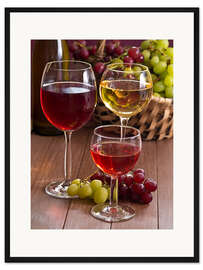 Gerahmter Kunstdruck Wein in Weingläsern