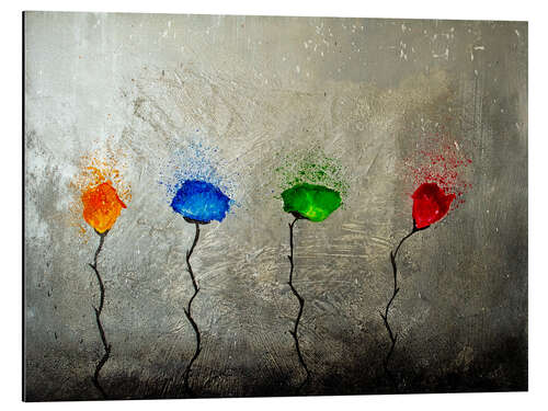 Aluminium print four flowers