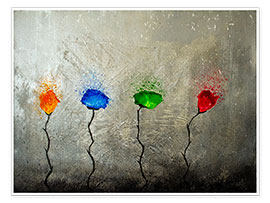 Wall print  four flowers - Yannick Leniger