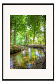 Gerahmter Kunstdruck Bach im Wald