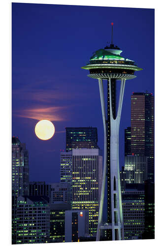 PVC-tavla Space Needle at full moon