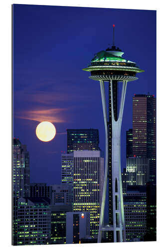 Gallery print Space Needle at full moon