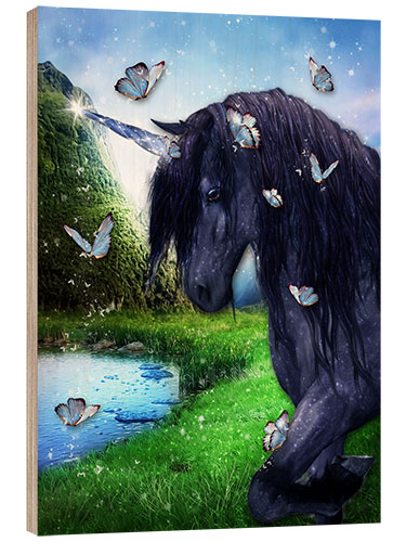 Quadro de madeira Black Unicorn