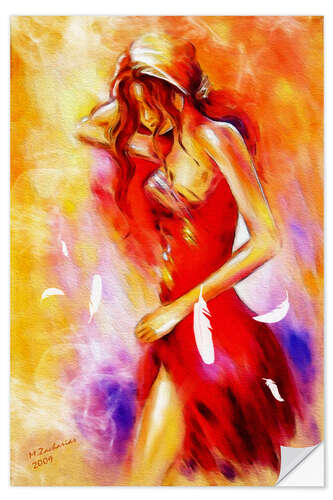 Sticker mural Femme en robe rouge