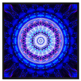 Gerahmter Kunstdruck Mandala Sicherheit mit Blume des Lebens