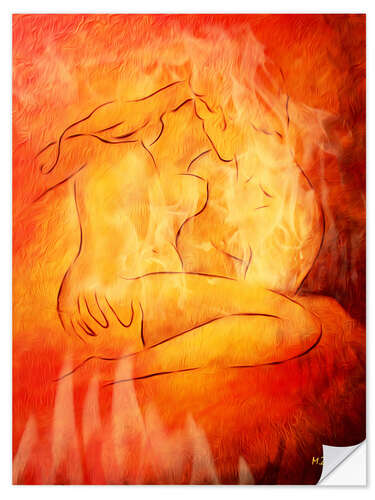 Wall sticker Flaming erotic - lovers