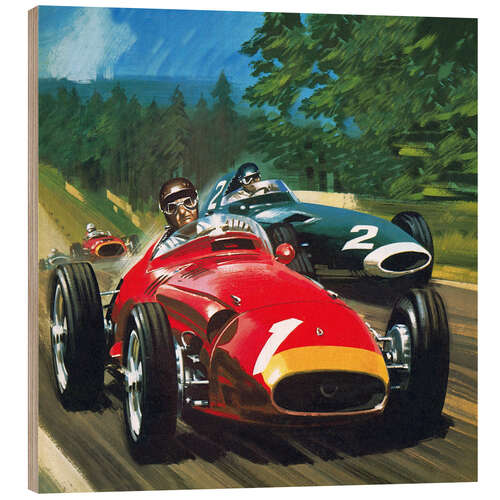 Wood print Juan Manuel Fangio