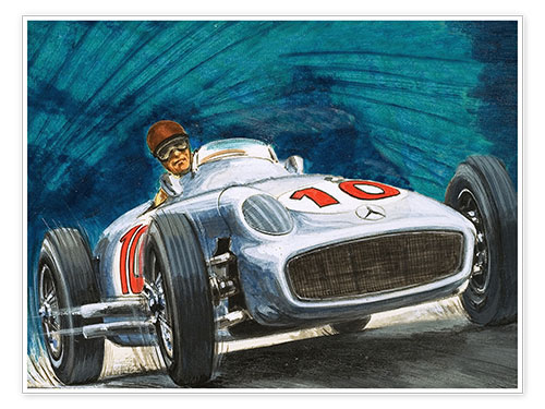 Poster Juan Manuel Fangio fährt Mercedes-Benz