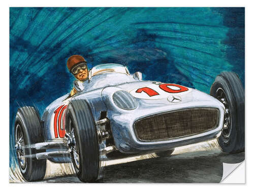 Sticker mural Juan Manuel Fangio roule chez Mercedes-Benz