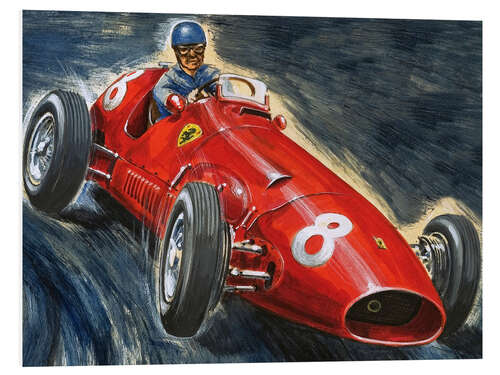 PVC print Alberto Ascari rijdt in Maserati