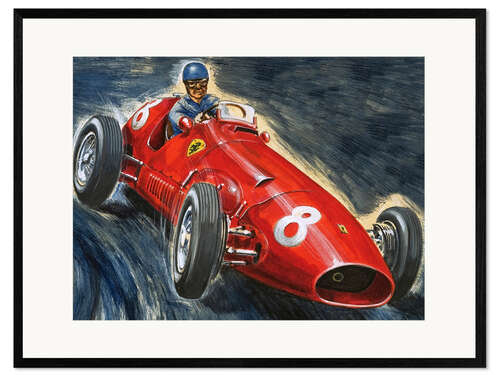 Impresión de arte enmarcada Alberto Ascari conduce Maserati