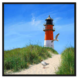Gerahmter Kunstdruck Am Leuchtturm beim Deich