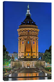 Canvas print Lighted Water Tower in Mannheim