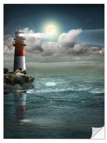 Sticker mural Phare au clair de lune