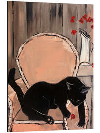 Magnettafel Schwarze Katze mit Mohnblumen II