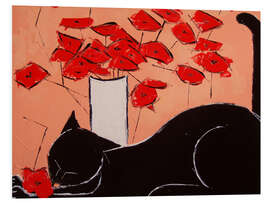 Foam board print Black Cat with Poppies III