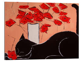 Quadro em plexi-alumínio Black Cat with Poppies III